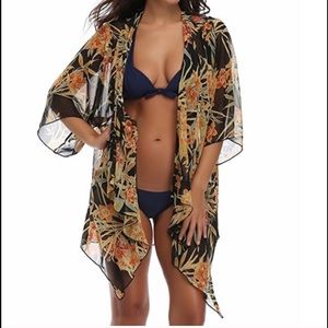 Floral Chiffon Kimono Swimsuit Cover up
